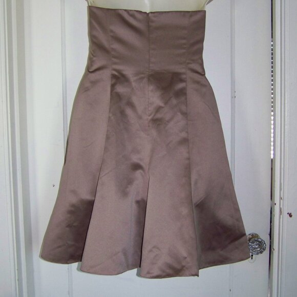 David Bridal Tan Strapless Brides Maid or Prom Dress Includes cream colored slip - Picture 7 of 10